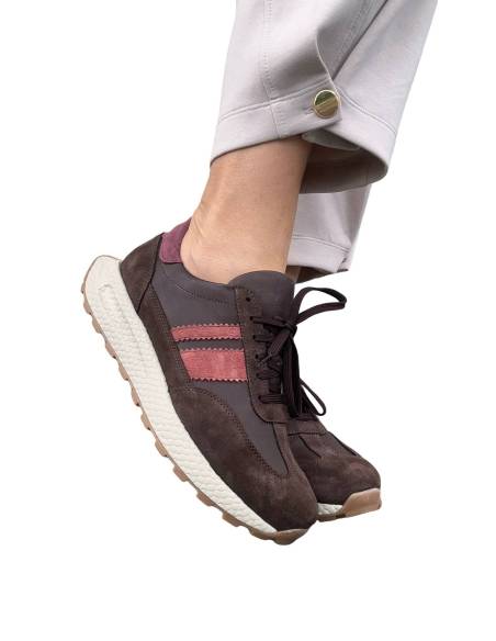 Sneakersy buty sportowe czekoladowe brązowe skóra naturalna Kampa N 1291