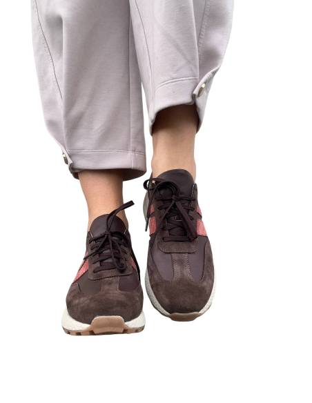 Sneakersy buty sportowe czekoladowe brązowe skóra naturalna Kampa N 1291