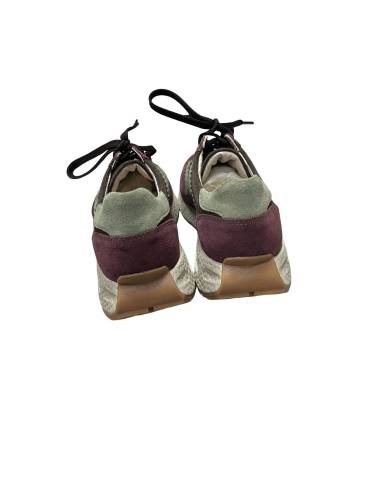 Sneakersy sportowe fioletowe brąz sznurowane...