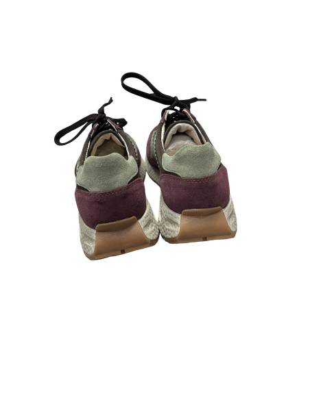 Sneakersy sportowe fioletowe brąz sznurowane skóra naturalna Kampa N 1291