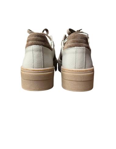Sneakersy sportowe beżowe nude sznurowane skóra...
