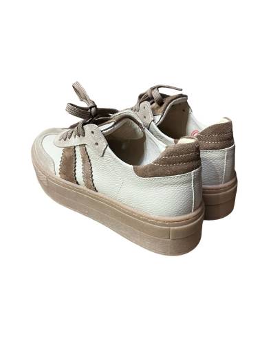 Sneakersy sportowe beżowe nude sznurowane skóra...