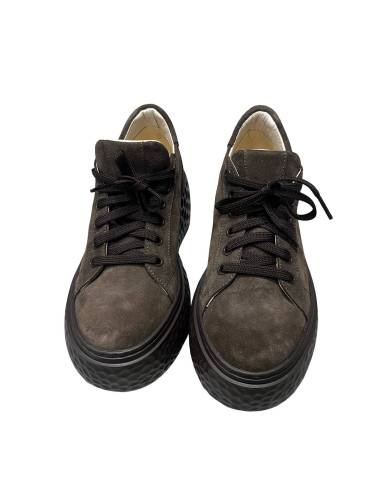 Sneakersy czekoladowe brąz platforma sznurowane...