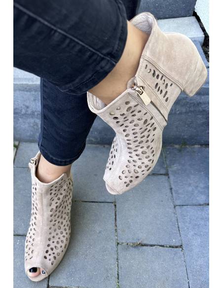 Botki skóra zamsz beż Exquisite 1184