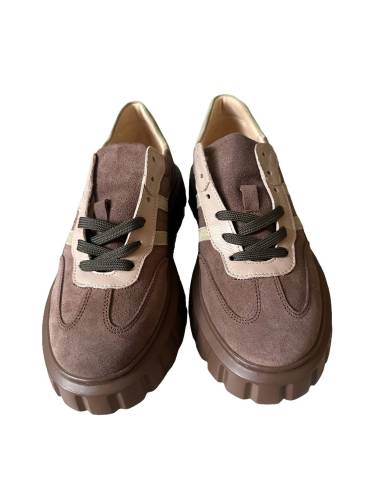 Buty sportowe jasny brąz na platformie skóra...