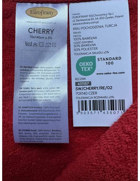 Ręcznik czerwony Cherry 70x140 Święta Christmas gwiazdka XMAS Santa Eurofirany