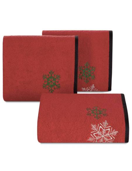 Ręcznik czerwony 50x90 Cherry Święta Christmas gwiazdka XMAS Santa Eurofirany