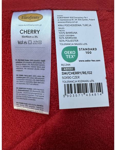 Ręcznik czerwony 50x90 Cherry Święta Christmas gwiazdka XMAS Santa Eurofirany