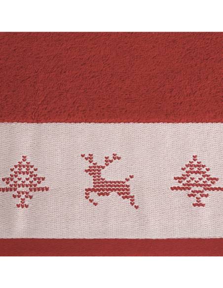 Ręcznik czerwony 70x140 Noel renifer Święta Christmas XMAS Santa Eurofirany