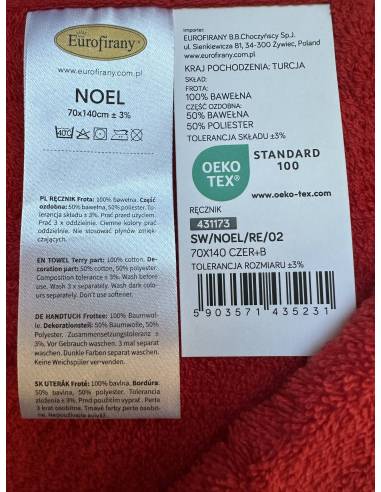 Ręcznik czerwony 70x140 Noel renifer Święta...