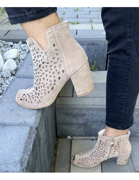 Botki skóra zamsz beż Exquisite 1184