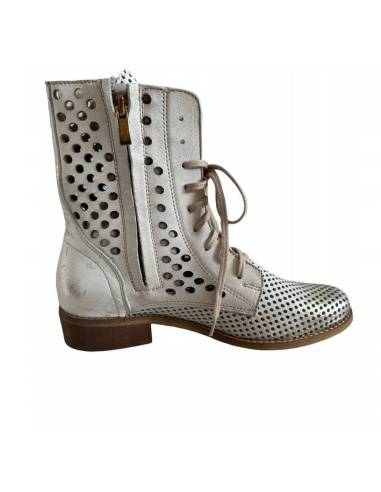 Botki damskie ażurowe białe płaska podeszwa...