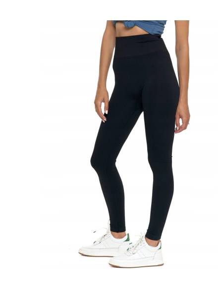 Legginsy damskie długie wysoki stan hit prążek czarne Black nowość Moraj
