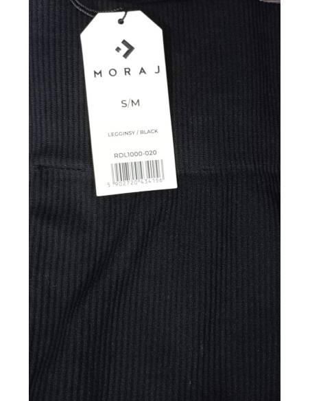Legginsy damskie długie wysoki stan hit prążek czarne Black nowość Moraj