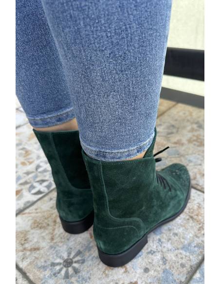 Botki butelkowa zieleń zamsz Jula Exquisite 1408