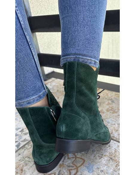 Botki butelkowa zieleń zamsz Jula Exquisite 1408