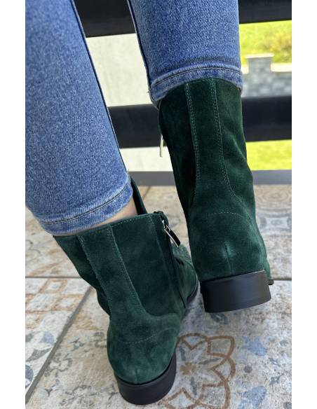 Botki butelkowa zieleń zamsz Jula Exquisite 1408
