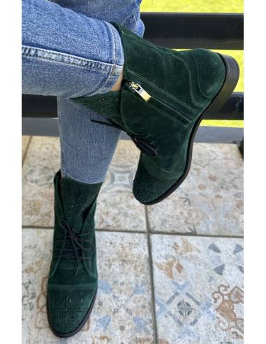 Botki butelkowa zieleń zamsz Jula Exquisite 1408