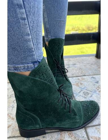 Botki butelkowa zieleń zamsz Jula Exquisite 1408