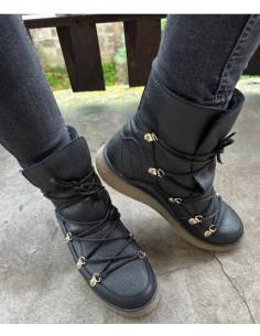 Śniegowce skóra lico czarne kożuch Almodi Z509 2