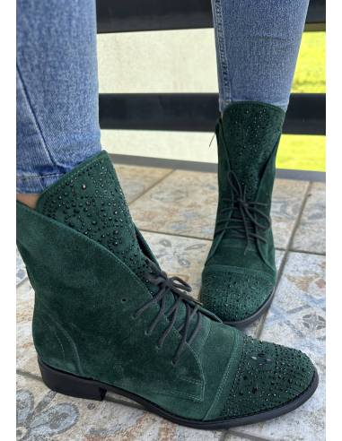 Botki butelkowa zieleń zamsz Jula Exquisite 1408