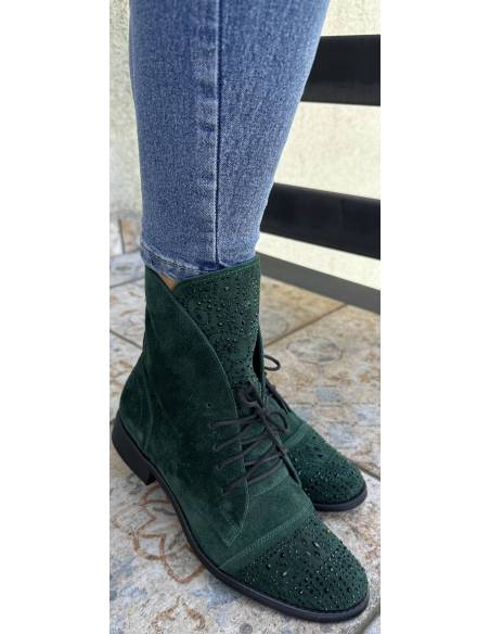 Botki butelkowa zieleń zamsz Jula Exquisite 1408