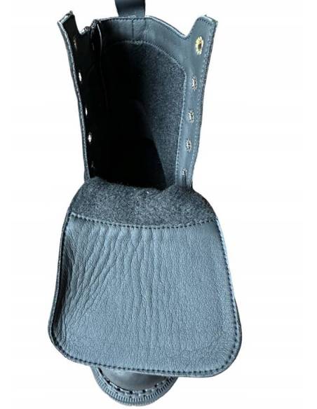 Czarne trapery ocieplane skóra naturalna nubuk wiązane zamek z 688