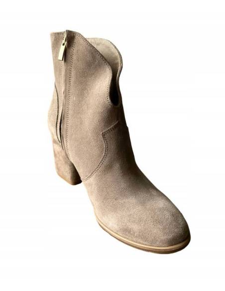 Botki beżowe taupe skóra naturalna zamsz Exquisite 1134