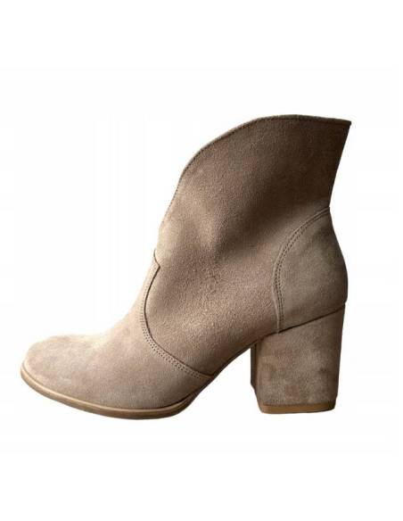 Botki beżowe taupe skóra naturalna zamsz Exquisite 1134