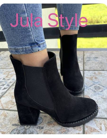 Botki czarne skóra zamsz Exquisite 1399