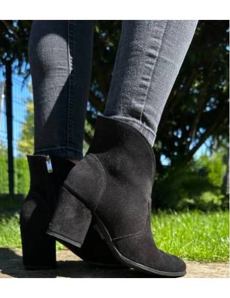 Botki czarne skóra zamsz Exquisite 1134