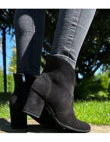 Botki czarne skóra zamsz Exquisite 1134