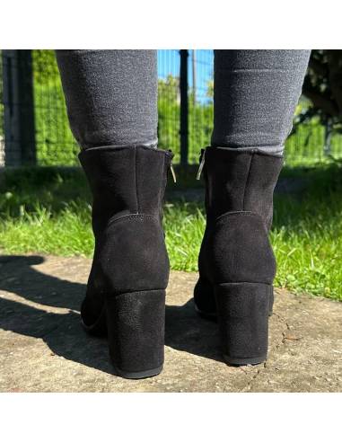 Botki czarne skóra zamsz Exquisite 1134