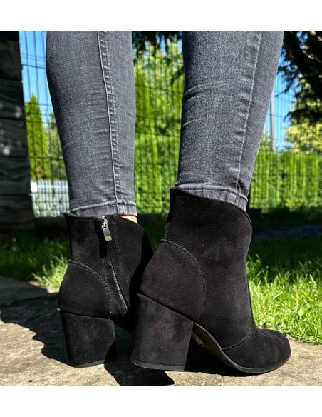 Botki czarne skóra zamsz Exquisite 1134