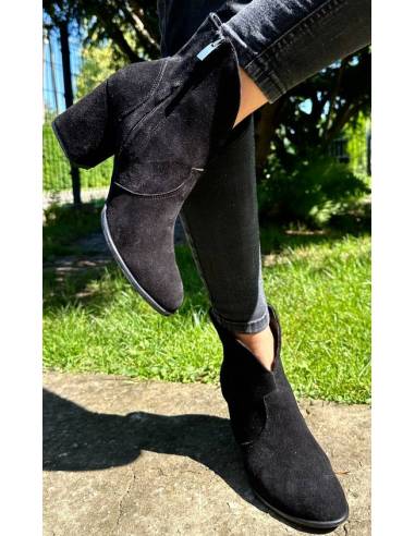 Botki czarne skóra zamsz Exquisite 1134