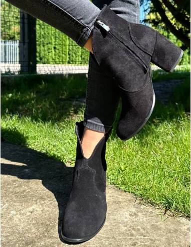 Botki czarne skóra zamsz Exquisite 1134