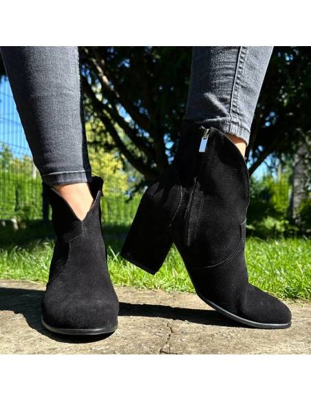 Botki czarne skóra zamsz Exquisite 1134