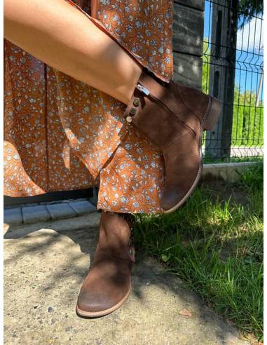 Botki Exquisite brązowe skóra naturalna...