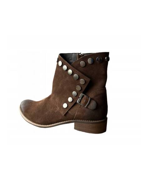 Botki Exquisite brązowe skóra naturalna zamszowa 1198