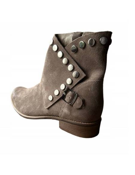 Botki Exquisite beż almond skóra naturalna zamszowa 1198