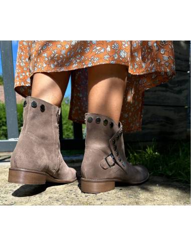 Botki Exquisite beż almond skóra naturalna...