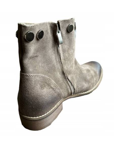 Botki Exquisite beż almond skóra naturalna zamszowa 1198