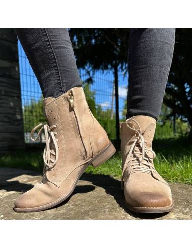 Trzewiki botki beżowe Exquisite skóra naturalna...