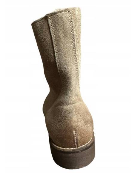 Trzewiki botki beżowe Exquisite skóra naturalna zamszowa 987
