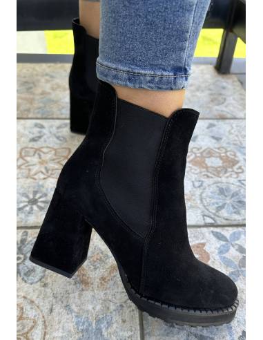 Botki czarne skóra zamsz Exquisite 1399