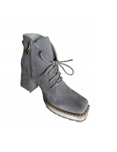 Botki damskie taupe jasny brąz skóra obcas...