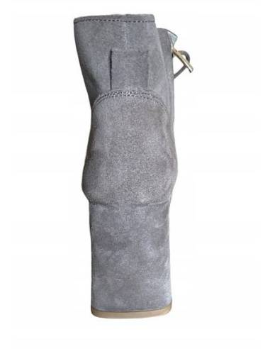 Botki damskie taupe jasny brąz skóra obcas...