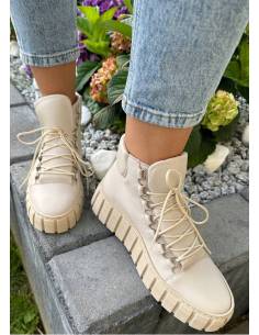 Beżowe trampki wysokie skóra naturalna Voogh 3716 2