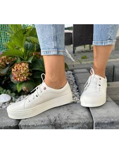 Białe trampki skóra naturalna Voogh 3821 niskie 2