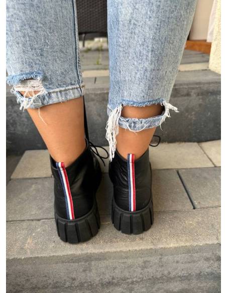 Czarne trampki wysokie skóra naturalna Voogh3822